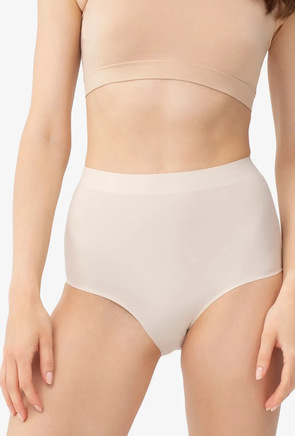 Beżowe majtki z wysokim stanem Thalia Cotton