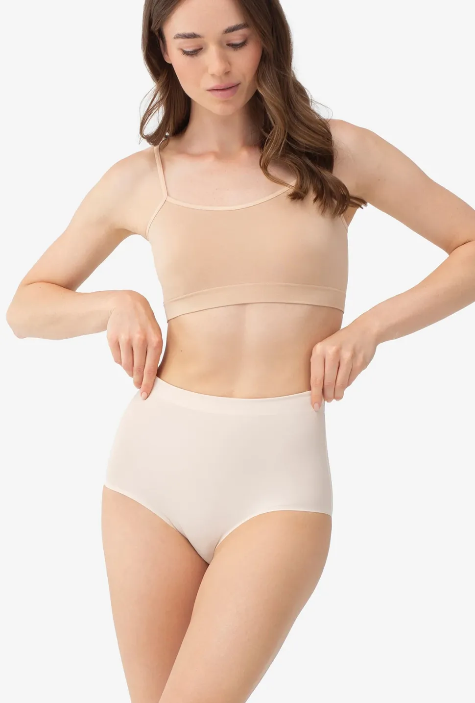 Beżowe majtki z wysokim stanem Thalia Cotton