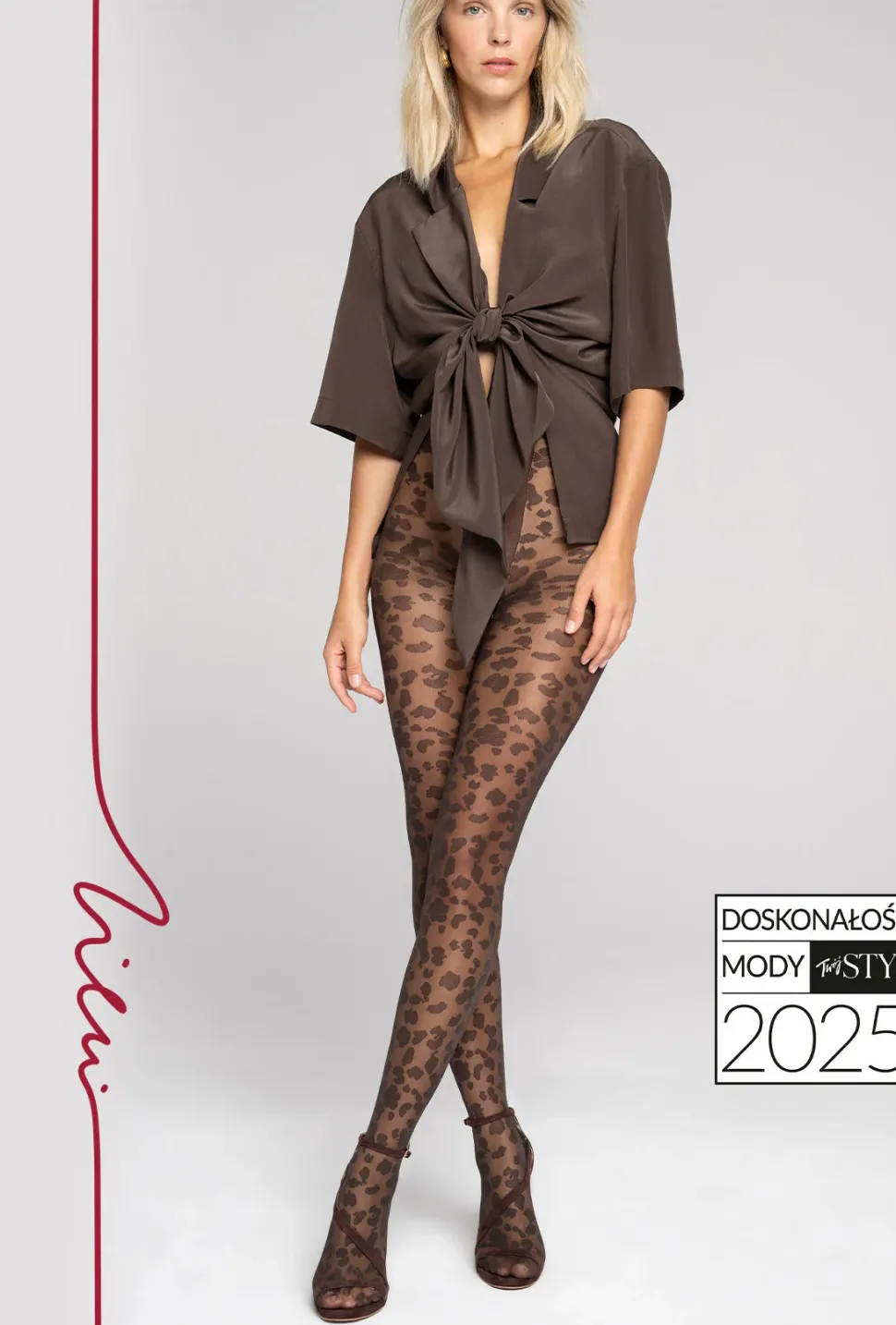 Brązowe rajstopy wzorzyste Bloom z kolekcji Zień x Gatta