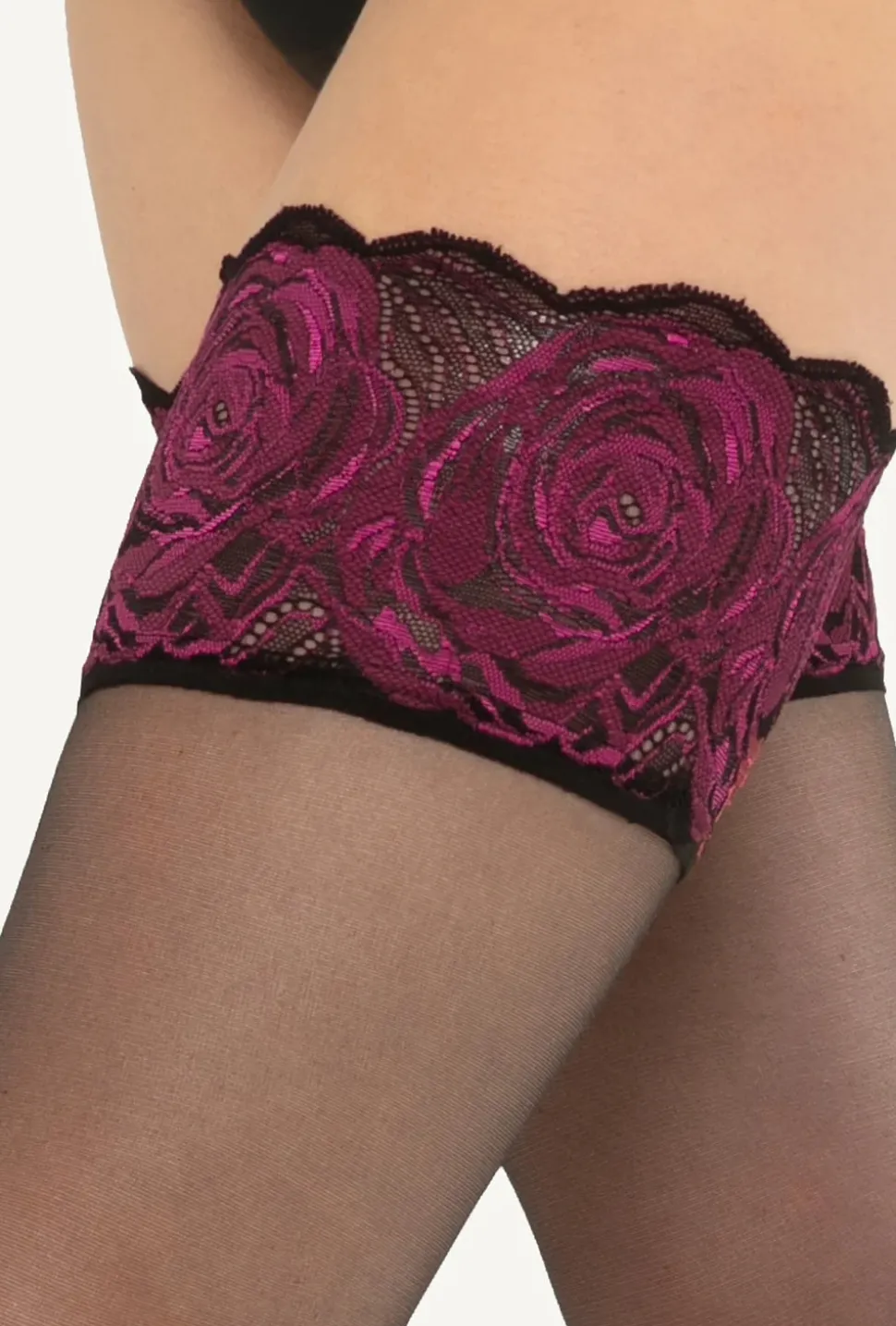 Pończochy z ozdobną koronką Calze Rose
