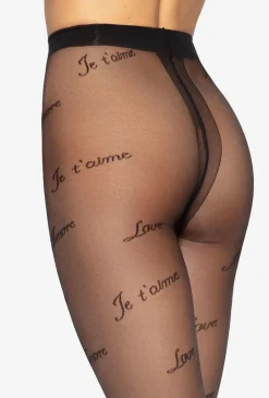 Transparentne rajstopy z napisami Lovely wz. 04