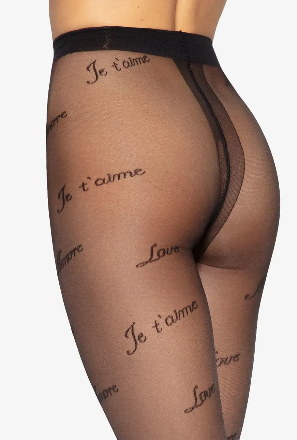 Transparentne rajstopy z napisami Lovely wz. 04